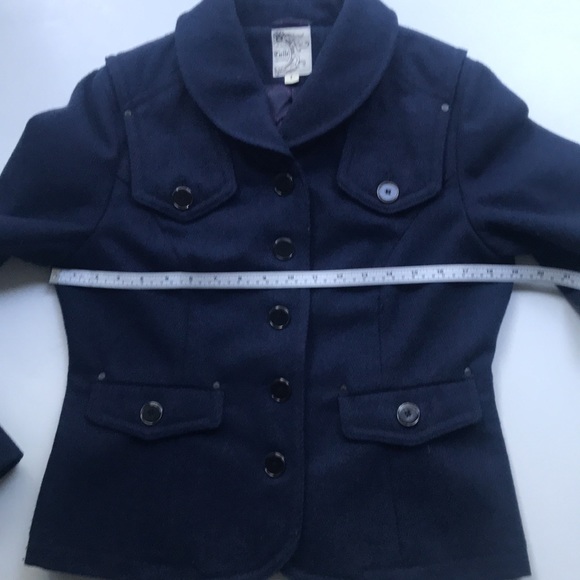 Blue wool blend Fall/Spring short jacket - Picture 12 of 14